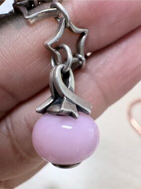 James Avery Pastel Pink Glass Bead Charm in Sterling-Tone Bail